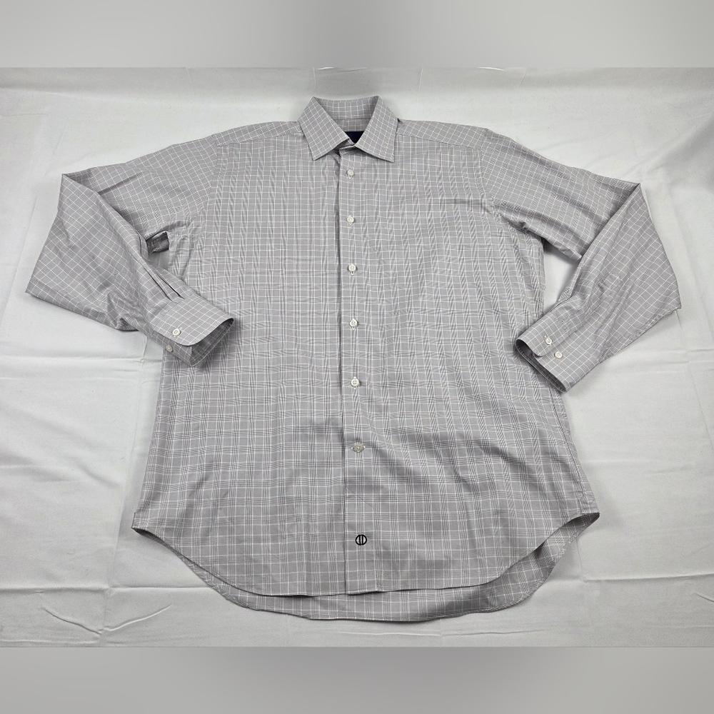 David Donahue Dress Shirt Mens 16 34/35 Multicolor Long Sleeve Button Up Plaid